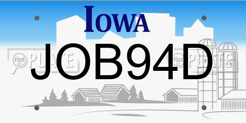 JOB94D Iowa License Plate