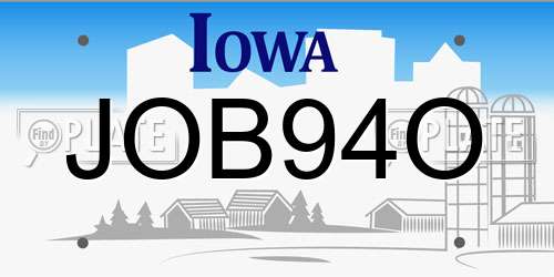JOB94O Iowa License Plate