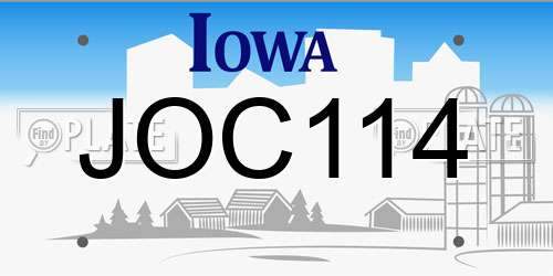 JOC114 Iowa License Plate