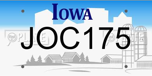 JOC175 Iowa License Plate