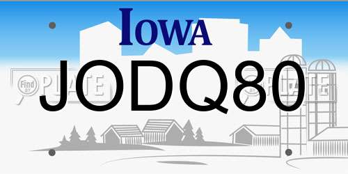 JODQ80 Iowa License Plate