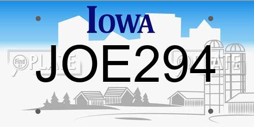 JOE294 Iowa License Plate