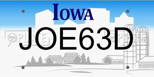 JOE63D Iowa License Plate