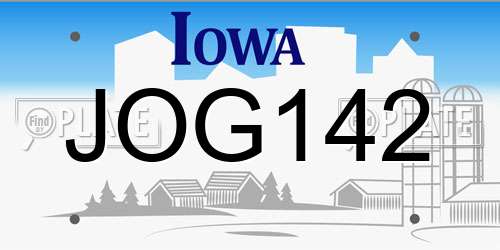 JOG142 Iowa License Plate