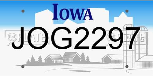 JOG2297 Iowa License Plate