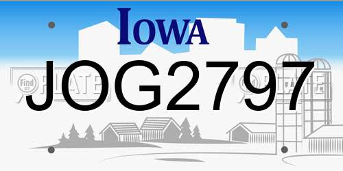 JOG2797 Iowa License Plate