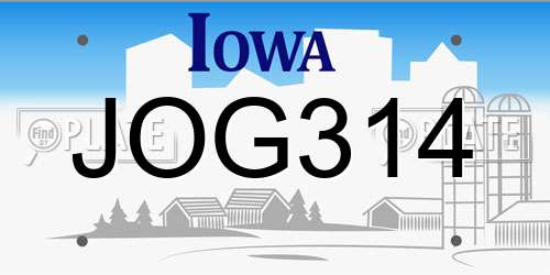 JOG314 Iowa License Plate