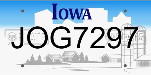 JOG7297 Iowa License Plate