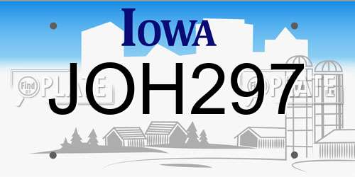 JOH297 Iowa License Plate
