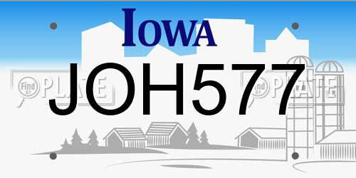 JOH577 Iowa License Plate