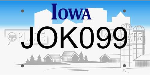 JOK099 Iowa License Plate