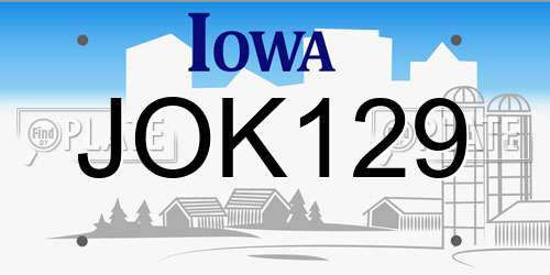 JOK129 Iowa License Plate