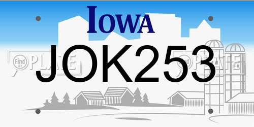 JOK253 Iowa License Plate