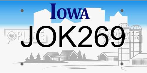 JOK269 Iowa License Plate