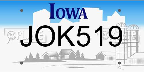 JOK519 Iowa License Plate