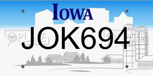 JOK694 Iowa License Plate