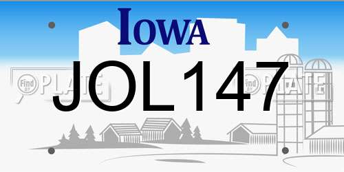 JOL147 Iowa License Plate