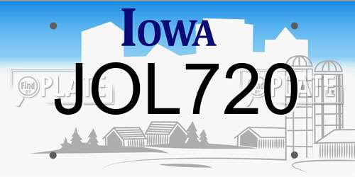 JOL720 Iowa License Plate