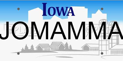JOMAMMA Iowa License Plate