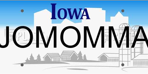 JOMOMMA Iowa License Plate