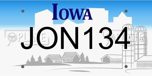 JON134 Iowa License Plate
