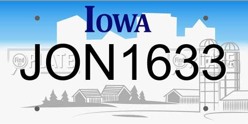 JON1633 Iowa License Plate