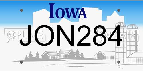JON284 Iowa License Plate