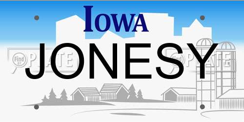JONESY Iowa License Plate