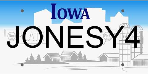 JONESY4 Iowa License Plate