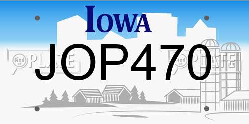JOP470 Iowa License Plate