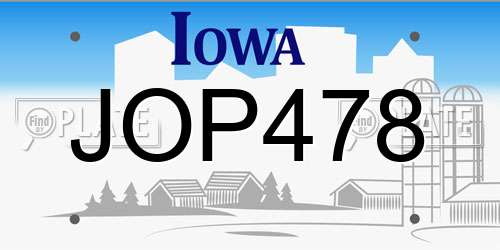 JOP478 Iowa License Plate