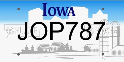 JOP787 Iowa License Plate