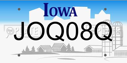 JOQ08Q Iowa License Plate