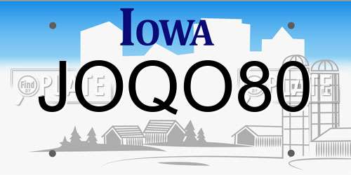 JOQO80 Iowa License Plate