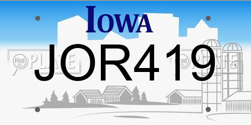 JOR419 Iowa License Plate