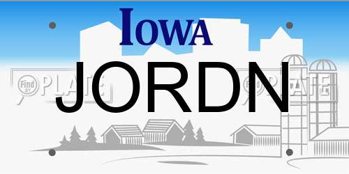 JORDN Iowa License Plate