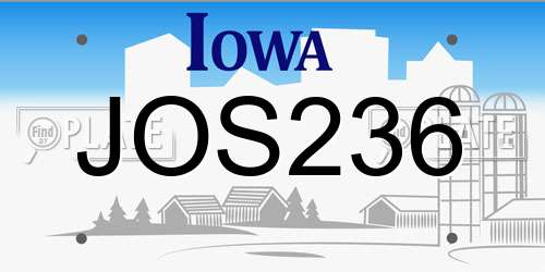 JOS236 Iowa License Plate
