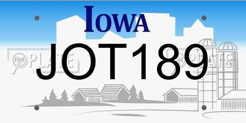 JOT189 Iowa License Plate