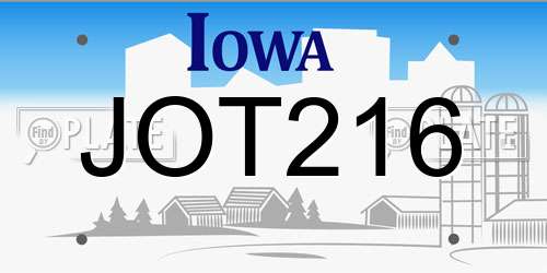 JOT216 Iowa License Plate