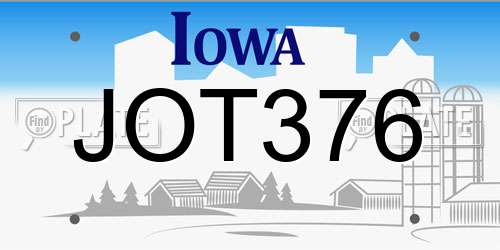 JOT376 Iowa License Plate