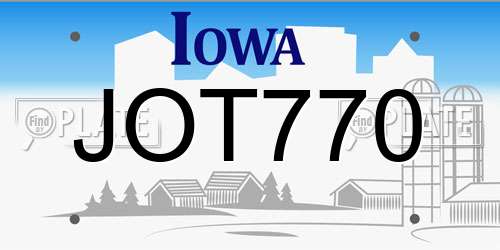 JOT770 Iowa License Plate