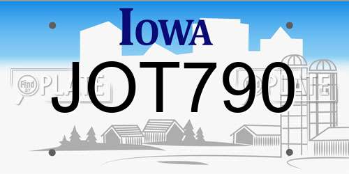 JOT790 Iowa License Plate