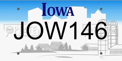 JOW146 Iowa License Plate