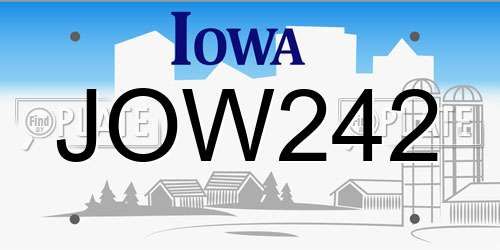 JOW242 Iowa License Plate
