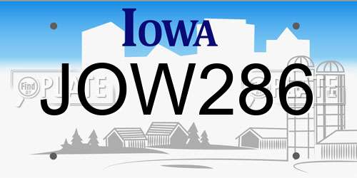 JOW286 Iowa License Plate