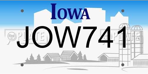 JOW741 Iowa License Plate