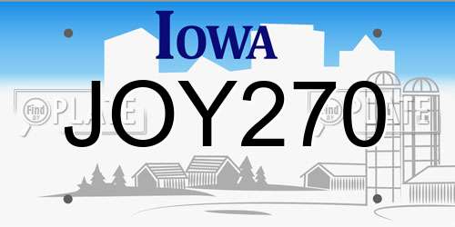 JOY270 Iowa License Plate