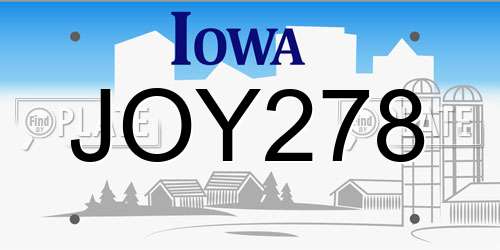 JOY278 Iowa License Plate