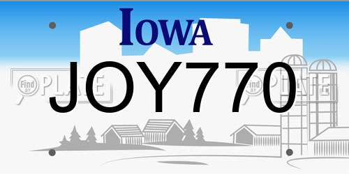 JOY770 Iowa License Plate