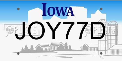 JOY77D Iowa License Plate